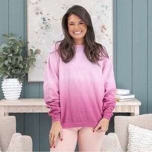 Ombré pink corded sweatshirt. Pink dip dye. Size XL sweatshirt. Oversized.